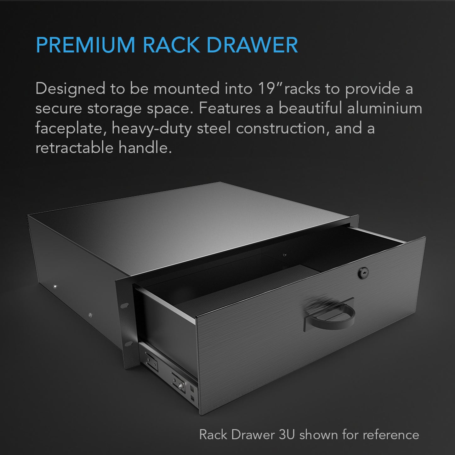 Heavy-Duty Rack Drawer With Aluminum Faceplate, 2U